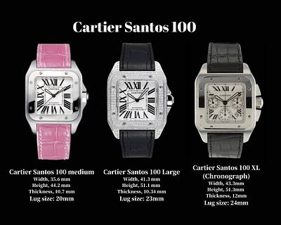 cartier santos 100 xl bracelet|cartier santos watch size guide.